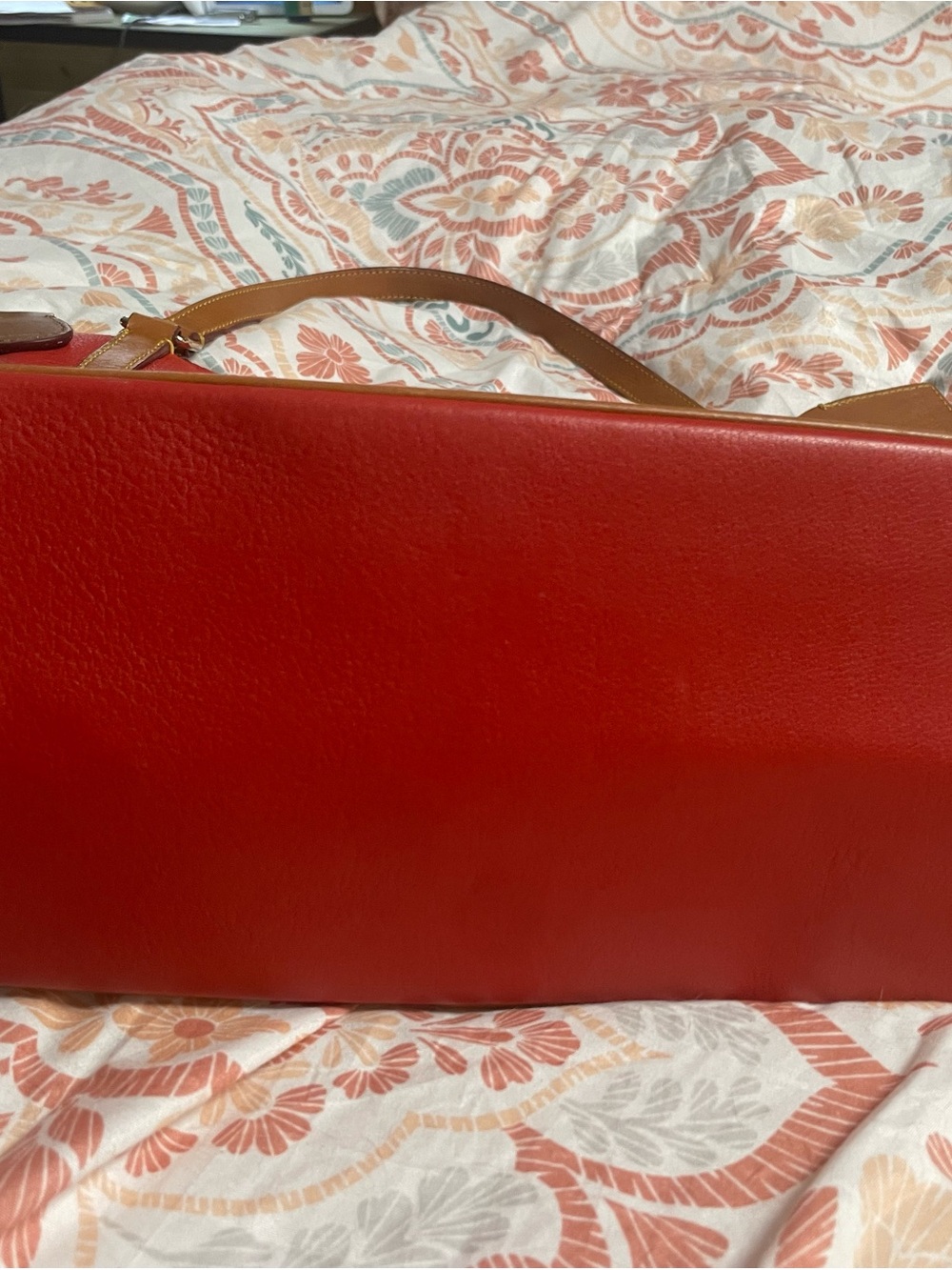 Dooney & Bourke Red Leather Tote with Tan Trim - Picture 3 of 7